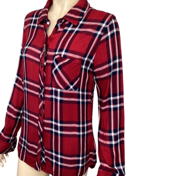 Rails Hunter Carmine Navy white Tatum plaid button up shirt size small - Picture 6 of 12